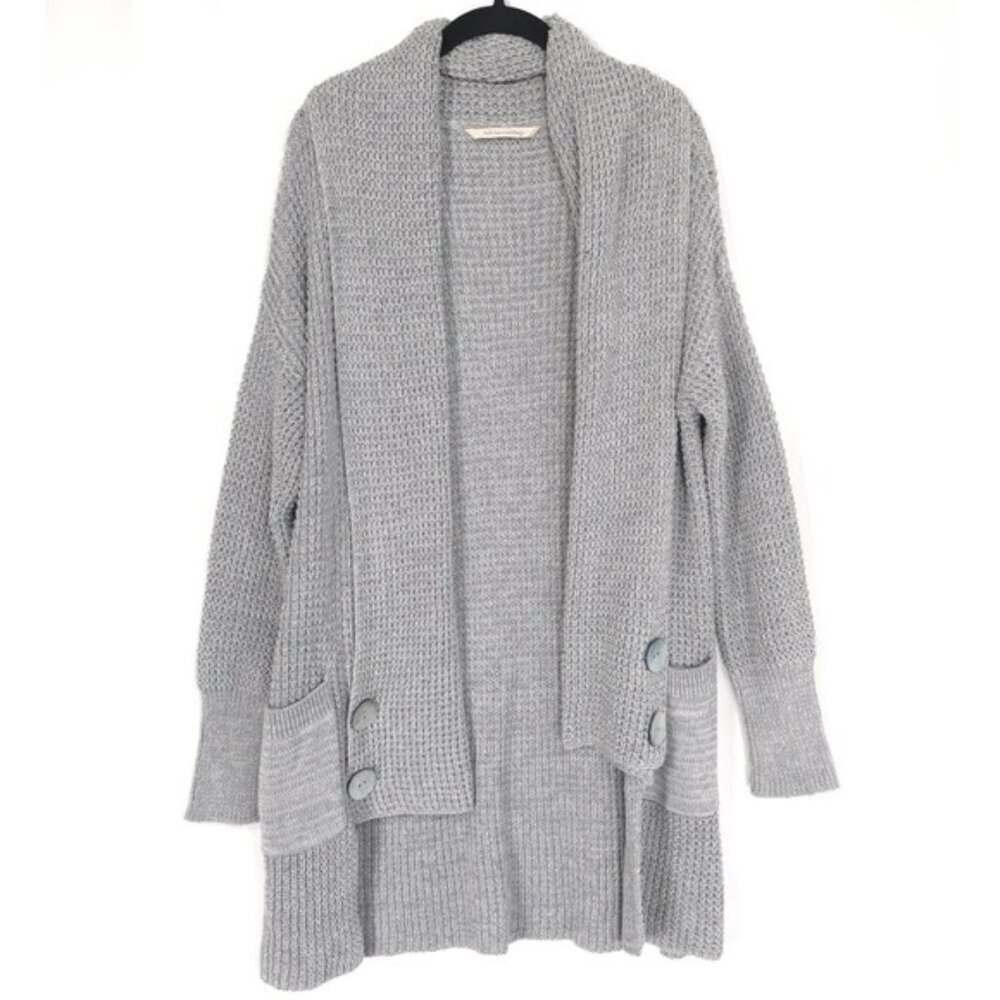 Soft Surroundings Women's XS Gray Townsend Cotton Chunky Knit Cardigan 2BY39